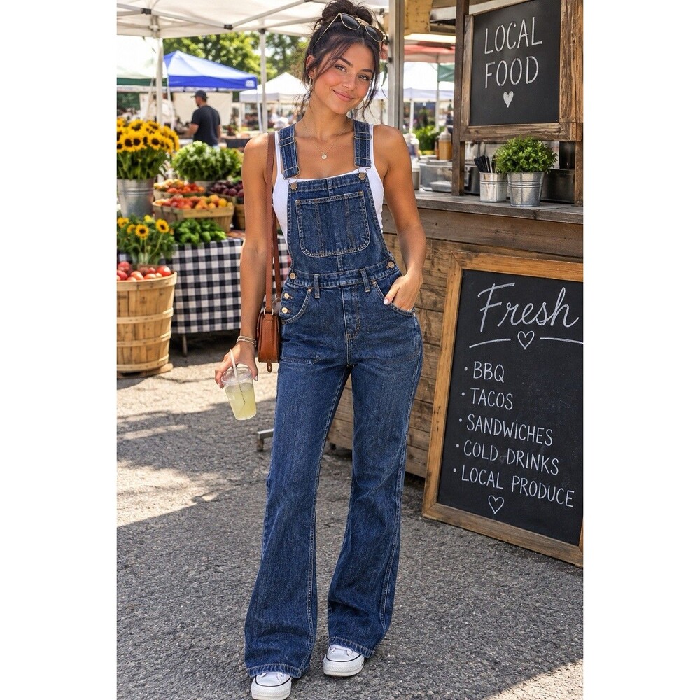 Madewell Flea Market Flare Denim Overalls Indigo Wash Size XSMALL